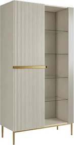 Vitrína Nicole 100 cm - kašmírová / zlatá