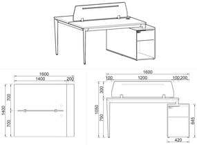 Kancelársky set pre 2 osoby Houseland Profit Max 04 1614 dub/biela