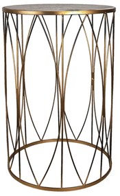 Zlatý kovový odkladací stolík Tree of Life - Ø 40 * 60 cm