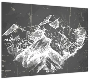 Sklenený obraz - Ilustrácie hôr (70x50 cm)