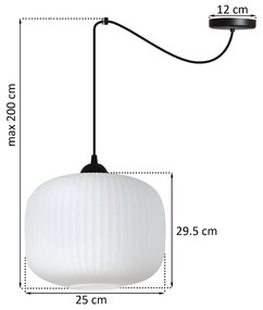 Závesné svietidlo Riffle Spider 3, 1x biele sklenené tienidlo, b