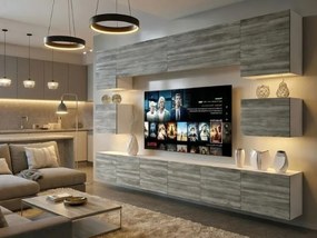 Obývacia stena Belini Premium Full Version šedý antracit Glamour Wood+ LED osvetlenie Nexum 49