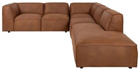 Koňakovohnedá rohová pohovka z imitácie kože (pravý roh) Fairfield Kentucky – Bonami Selection