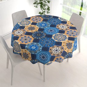 Biante Bavlnený okrúhly obrus Sandra SA-448 Modro-oranžové marocké dlaždice Ø 40 cm