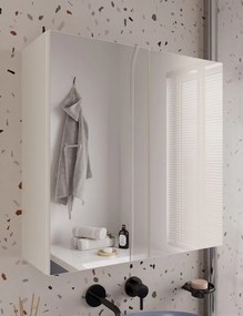 Závesná kúpeľňová skrinka so zrkadlom POLA 2DL kašmírová