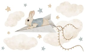Gario Detská nálepka na stenu Magical animals - zajačik na lietadielku