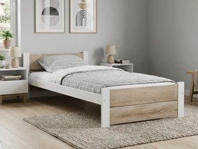 Posteľ IKAROS DOUBLE 80 x 200 cm, biela/dub sonoma Rošt: S lamelovým roštom, Matrac: Matrac COCO MAXI 20 cm