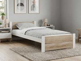 Posteľ IKAROS DOUBLE 80 x 200 cm, biela/dub sonoma Rošt: Bez roštu, Matrac: Bez matraca