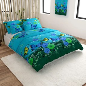 Bavlnené obliečky MODRÝ A ZELENÝ MOTÝĽ modré Rozmer obliečky: 70 x 90 cm | 140 x 200 cm