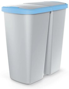Odpadkový kôš DUO sivý, 45 l, modrá / sivá