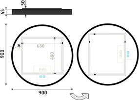 Nimco ČIERNE LED zrkadlo pr. 900 s dvoma dotykovými senzormi - ZPC 31003RVX-90
