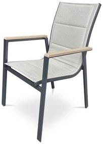 Autronic Záhradná stolička, hliník, textil, béžová, AZC-S1110 BK