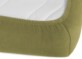 Jersey napínacie prestieradlo na extra vysoký matrac JR-020 Olivové 80 x 200 - výška 40 cm