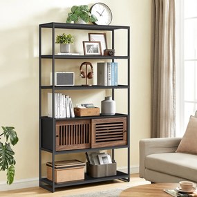 Regál E1121 BK, kov, čierna