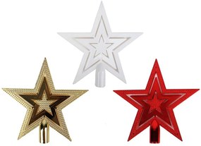 Špička na vianočný stromček hviezda 19,5 cm mix 48148