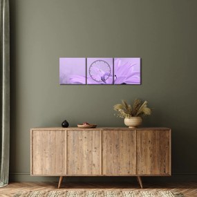 Obraz - Fialový kvet (s hodinami) (90x30 cm)