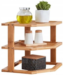 Kesper Rohová prídavná polica, bambus, 2-poschodová, CORNER, 25x25x27
