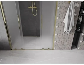 Mexen Velar Duo, posuvné sprchové dvere do otvoru 150 cm, 8mm sklo námraza, zlatá lesklá, 871-150-000-32-50
