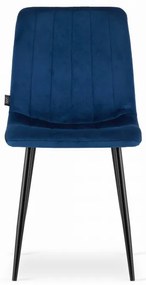 Jedálenský set 1 + 4, čierny stôl RAMOD 100x60 cm + modrá stolička LAVA s čiernymi nohami