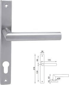 Dverové kovanie MP Favorit - USH (BN - Brúsená nerez), kľučka-kľučka, WC kľúč, MP BN (brúsená nerez), 90 mm