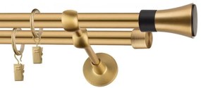 Dekorstudio Garniža dvojradová VASE zlatá 19mm Dĺžka: 180cm, Typ uchytenia: Držiak dvojitý otvorený, Typ príslušenstva: Krúžky tiché so štipcami
