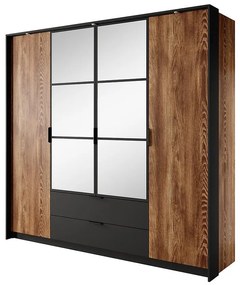 Satníková skriňa MILTON 4D2S gaštan/antracit zrkadlo