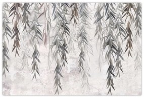 Obraz - Vŕbové vetvičky v šedej omietke (90x60 cm)