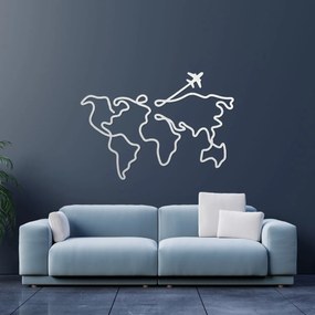 Dizajnová drevená mapa sveta na stenu | WorldLines: Preglejka Topoľ  - bez povrchovej úpravy 54 x 38 cm 4259-82818 PR0496