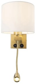 Art Deco nástenná lampa zlatá s bielym tienidlom - Brescia