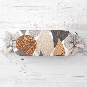 Biante Vankúš valec bonbon Sandra SA-507 Hnedo-sivé kvapky s ornamentami 15x40 cm