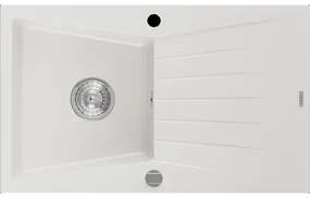 Mexen Cesar granitový jednokomorový drez s odkvapkávačom 775 x 470 mm, biela- 6514771010-20