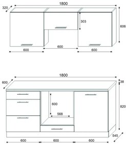 Kuchynská linka CELESTE 180 cm lesklá taupe