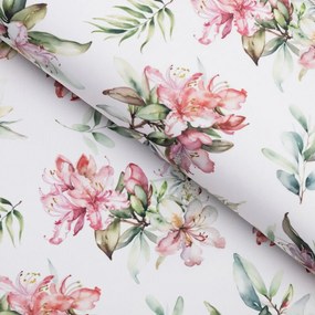 Biante Teflónový behúň na stôl TF-134 Akvarelové kvety rododendrónu na bielom 20x180 cm
