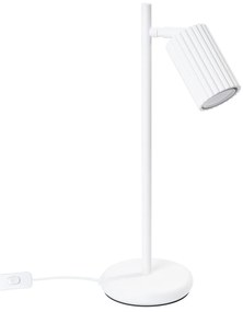 Stolná lampa Karbon, 1x biele kovové tienidlo