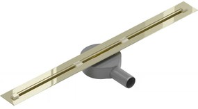 Mexen Flat Super Slim, super tenký odtokový žľab s 360° rotačným sifónom 70 cm, zlatá lesklá, 1551070