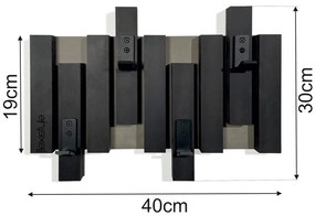 Čierny nástenný vešiak na oblečenie Šírka: 60 cm | Výška: 30 cm