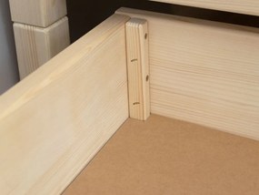 Transparentný drevený šuplík BUDDY na kolieskach s dvoma výrezmi a roštom 90x160 cm (pod postel 90x180 cm)