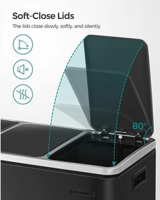 Selektívny odpadkový kôš pedálový 54L, 3x18 L, čierny
