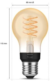 LED Stmievateľná žiarovka Philips Hue WHITE FILAMENT A60 E27/7W/230V 2100K