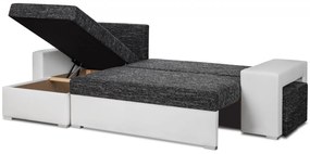 MEGA AKCE Rozkládací rohová sedací souprava HUBI + 2 Taburety Bílá