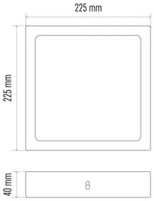 EMOS Prisadený LED panel N-PNL, 18W, denná biela, 22,5x22,5cm, hranatý