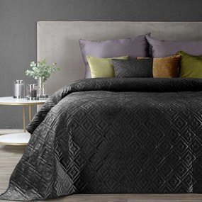 Luxusny čierny prehoz na posteľ prešívaný módnym reliéfnym vzorom
