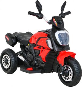 Ramiz Rýchla turistická motorka na batérie pre deti Červená + Audio + Svetlá + Eko koža
