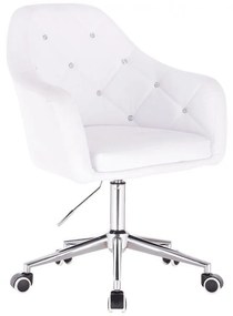 LuxuryForm DESIGN Kreslo ROMA na striebornej podstave s kolieskami - biele