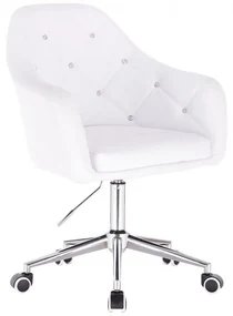 LuxuryForm DESIGN Kreslo ROMA na striebornej podstave s kolieskami - biele