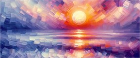 Obraz - Farebný umelecký západ slnka (120x50 cm)