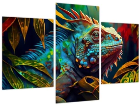 Obraz - Farebný leguán (90x60 cm)