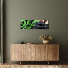 Obraz - Kamene a orchidey (s hodinami) (90x30 cm)