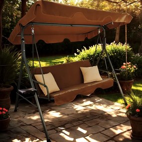 Záhradná hojdačka 170 x 118 x 153 cm – hnedá s poduškami