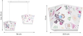 Detské závesné svietidlo Diamond, 2x biele textilné tienidlo so vzorom